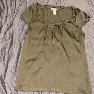 Elegant Olive Green Silk Women's Top